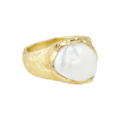 Adeline ring med perle, forgyldt