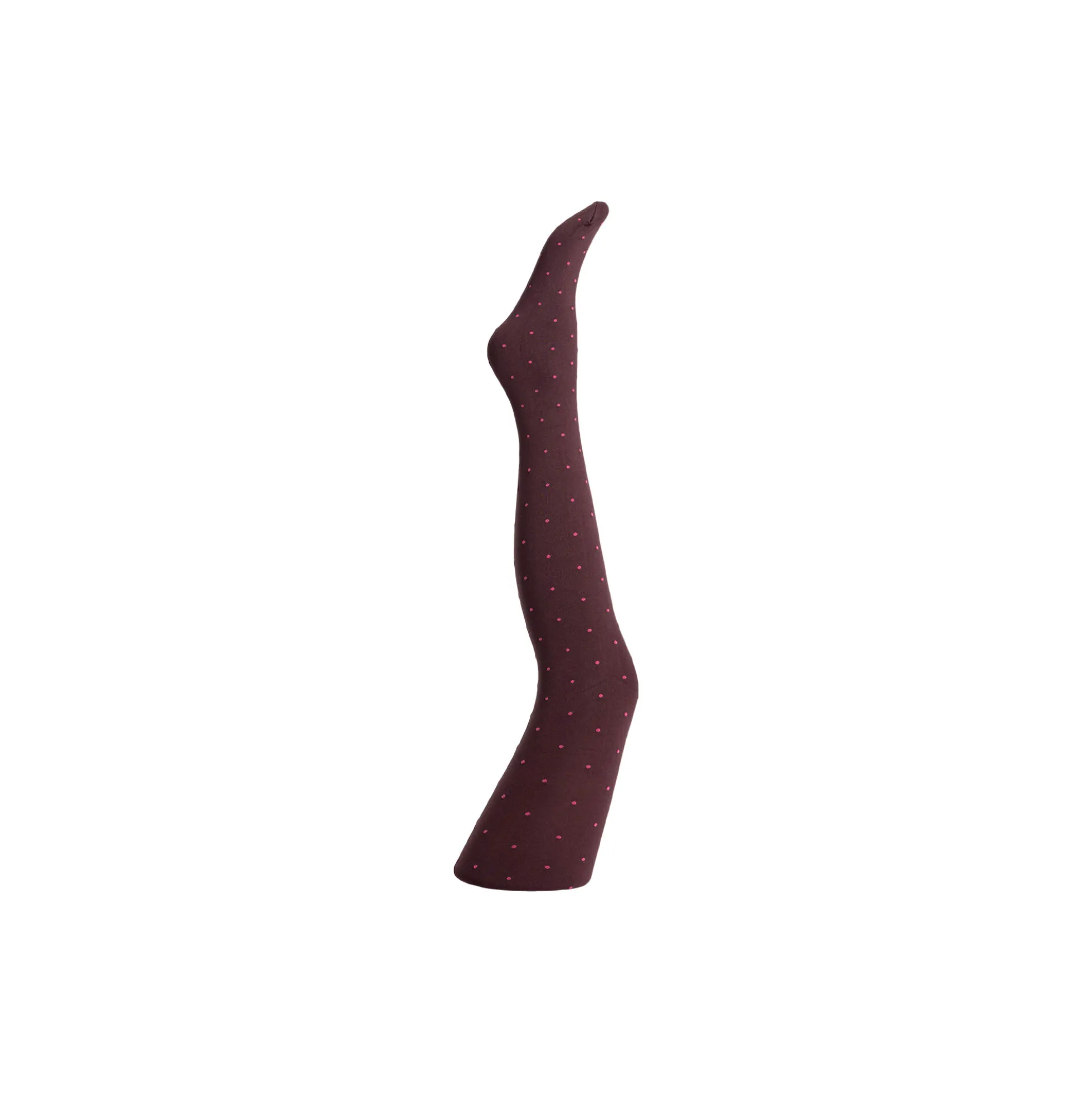 Agnes pink dot tights, aubergine w. pink dots