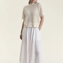 Airy linen nederdel, white