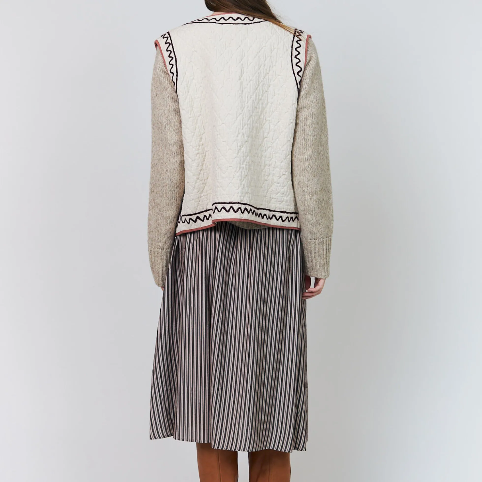 AkaneLL Midi Skirt, beige