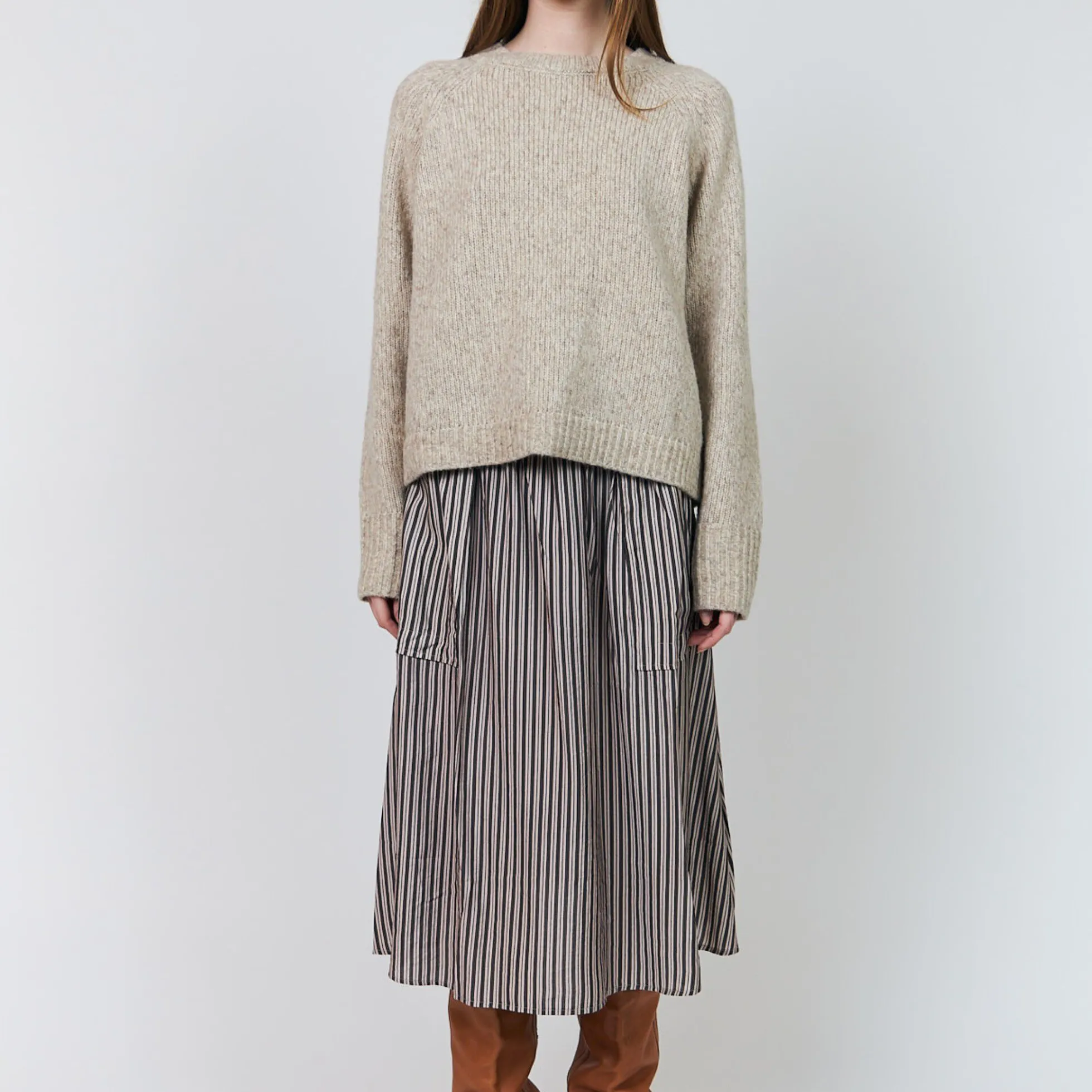 AkaneLL Midi Skirt, beige