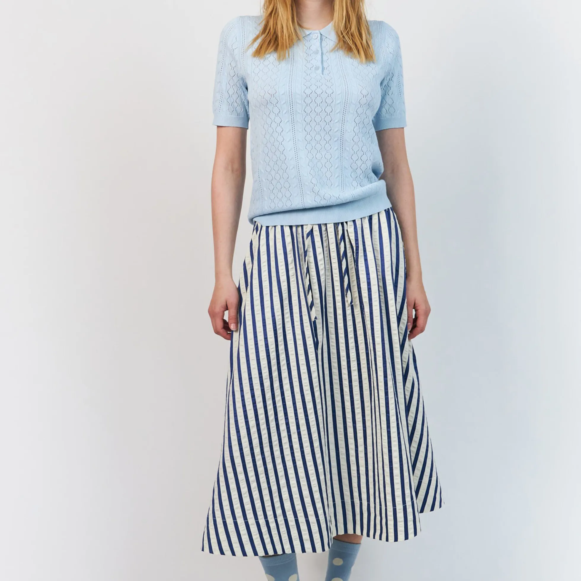 AlaiaLL Polo Knit S/S, light blue