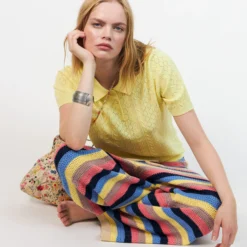 AlaiaLL Polo Knit S/S, neon yellow