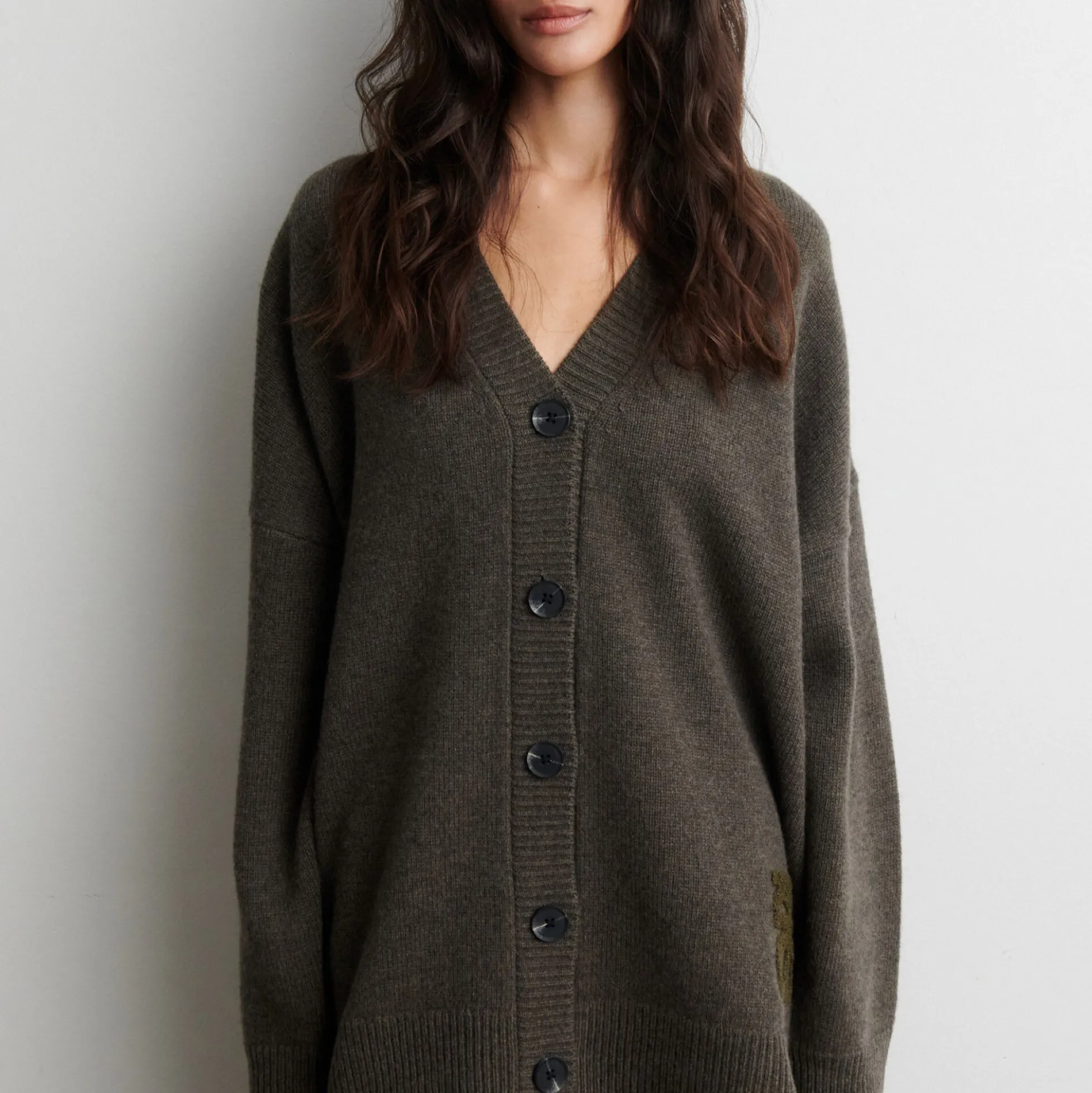 Alpha Knit Monogram Cardigan, black olive