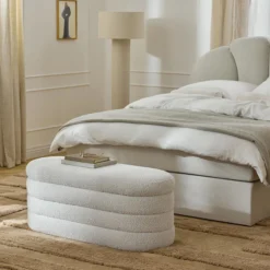 Alto Bench with Storage Space, bouclé off white