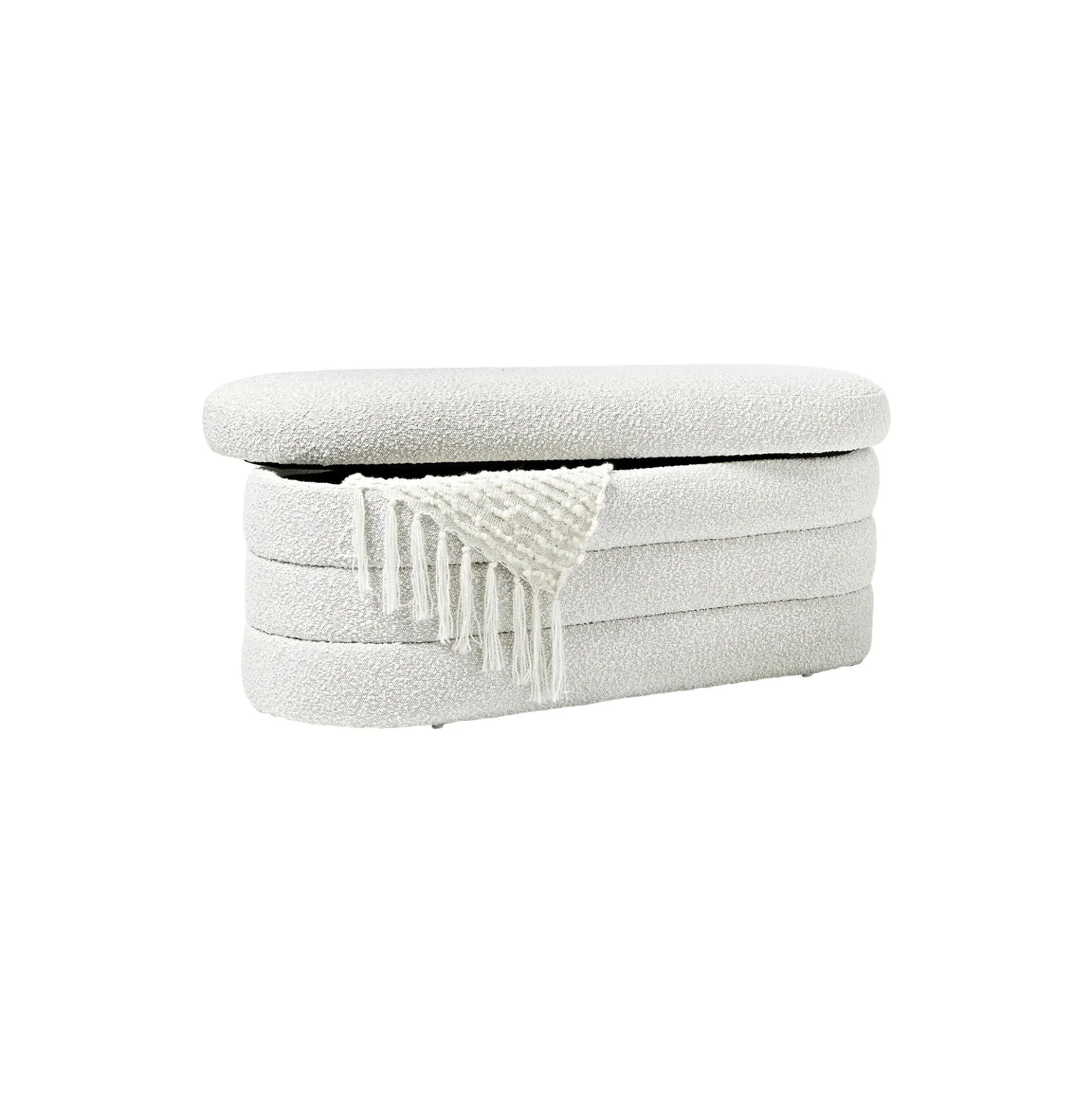 Alto Bench with Storage Space, bouclé off white