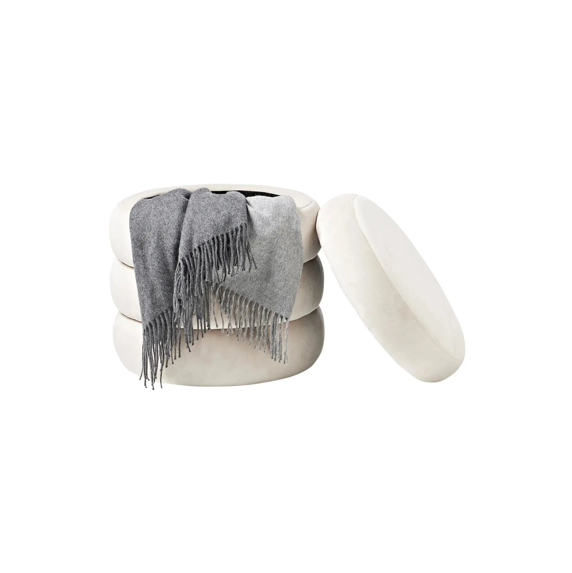 Alto Pouf with Storage Space, feather off white
