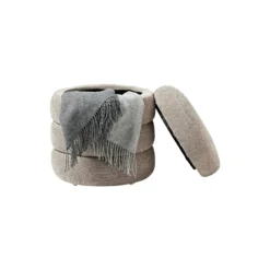 Alto Pouf with Storage Space, woven taupe
