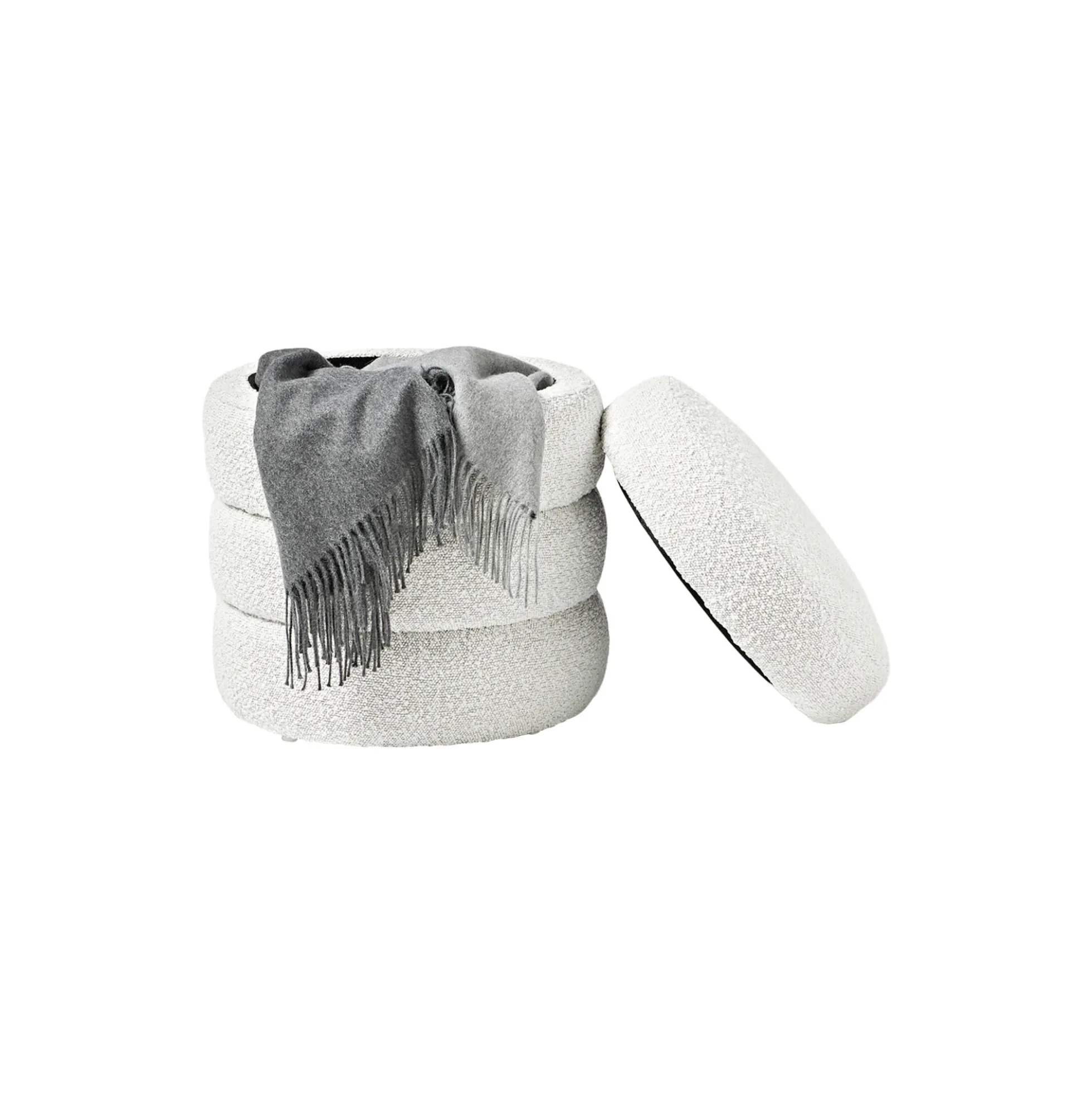 Alto Stool with Storage Space, bouclé off white