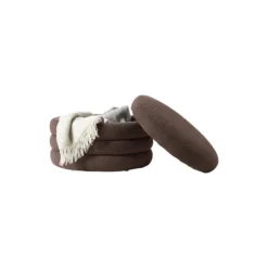 Alto XL Stool with Storage Space, bouclé dark brown