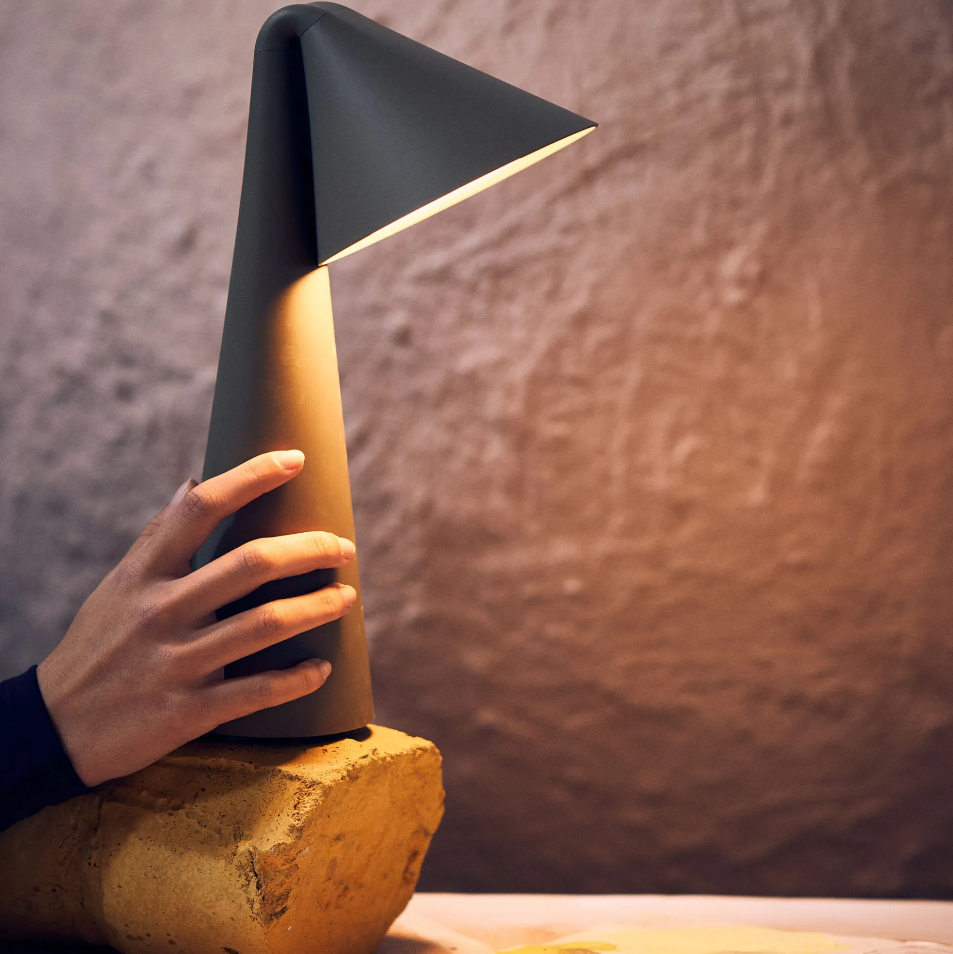 Ami Portable Table Lamp, olive stone