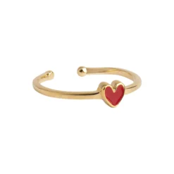 Amore Ring, forgyldt/rød