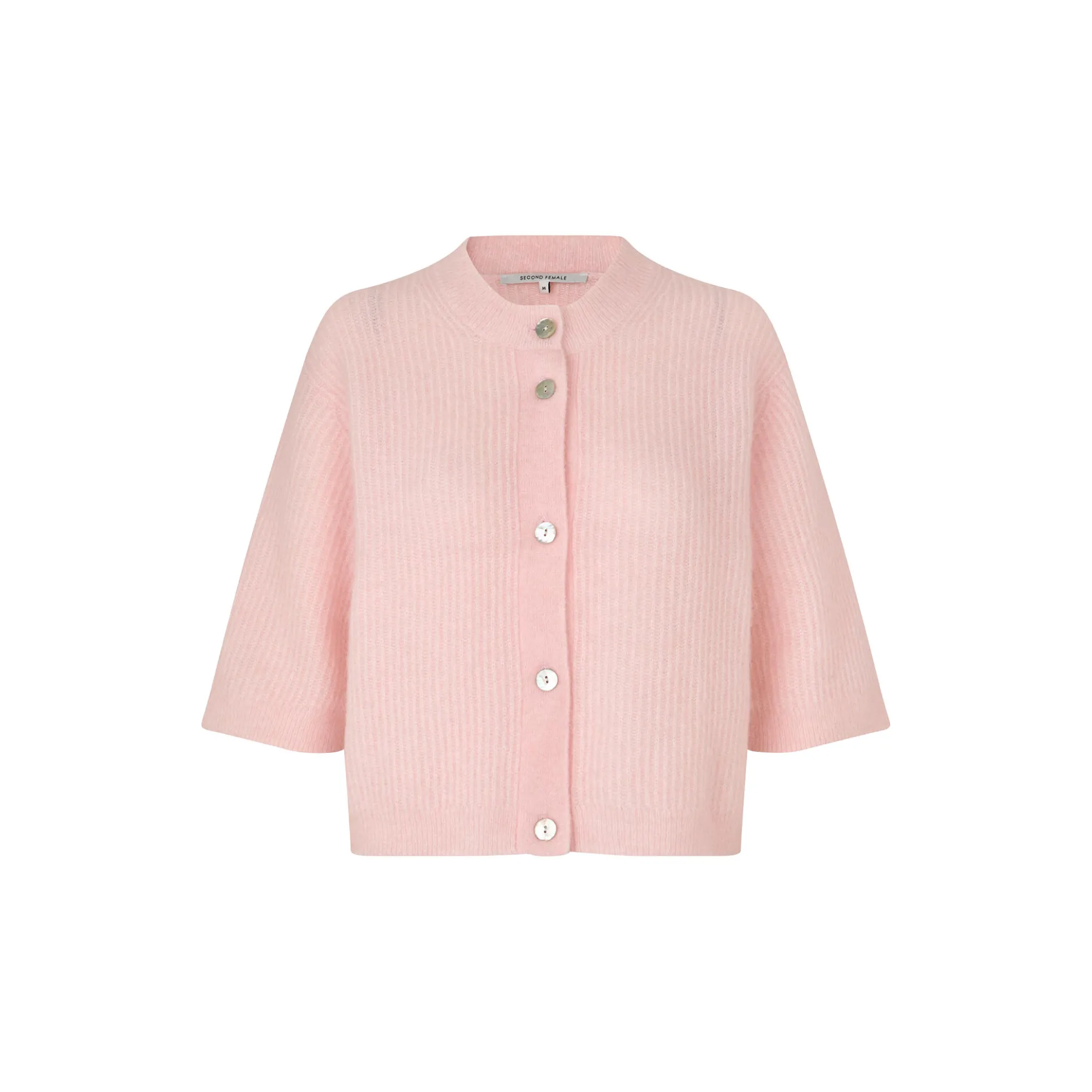 Andrea Knit Rib Cardigan, crystal pink