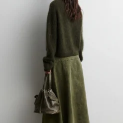 Andrea Knit Rib LS Cardigan, black olive