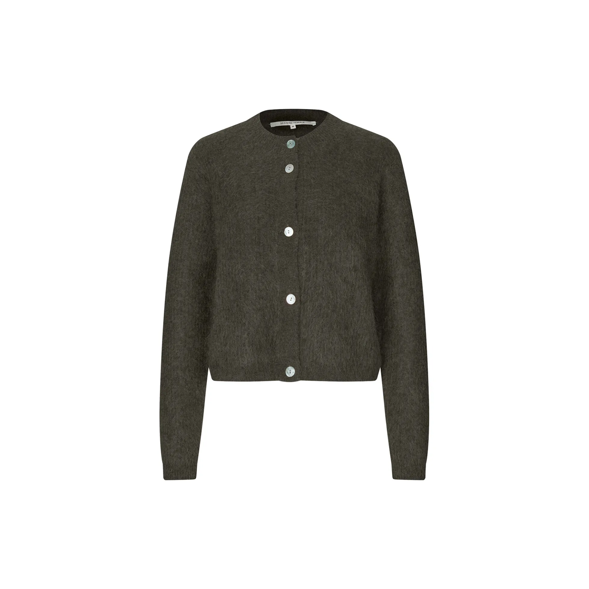 Andrea Knit Rib LS Cardigan, black olive