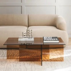 Anouk Glass Coffee Table, brown transparent