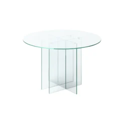 Anouk Round Glass Dining Table, transparent