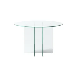 Anouk Round Glass Dining Table, transparent