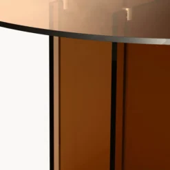 Anouk Round Glass Dining Table, brown transparent