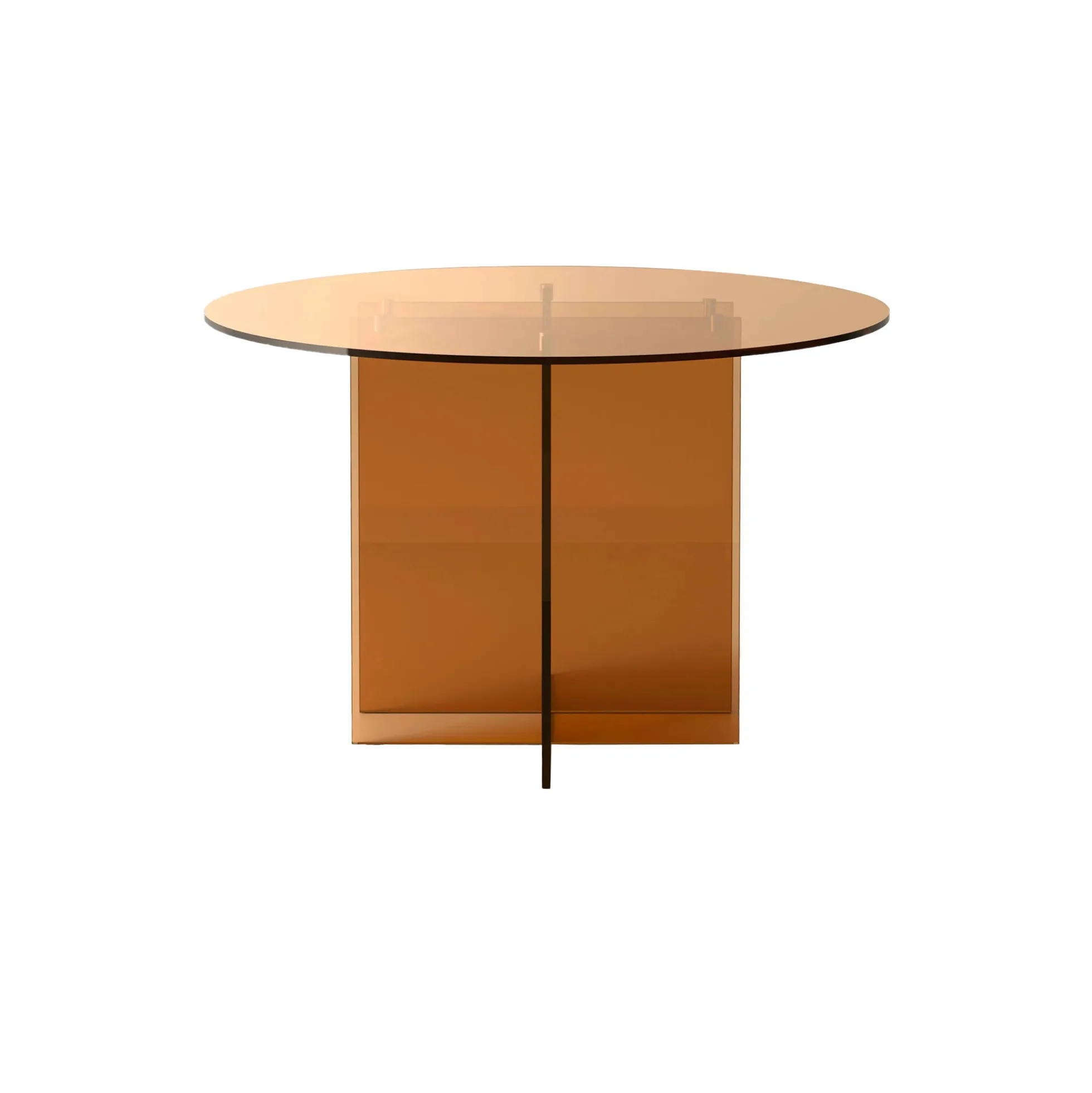 Anouk Round Glass Dining Table, brown transparent