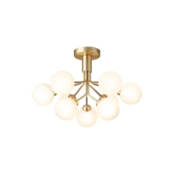 Apiales 9 Ceiling Lamp, brushed brass/opal