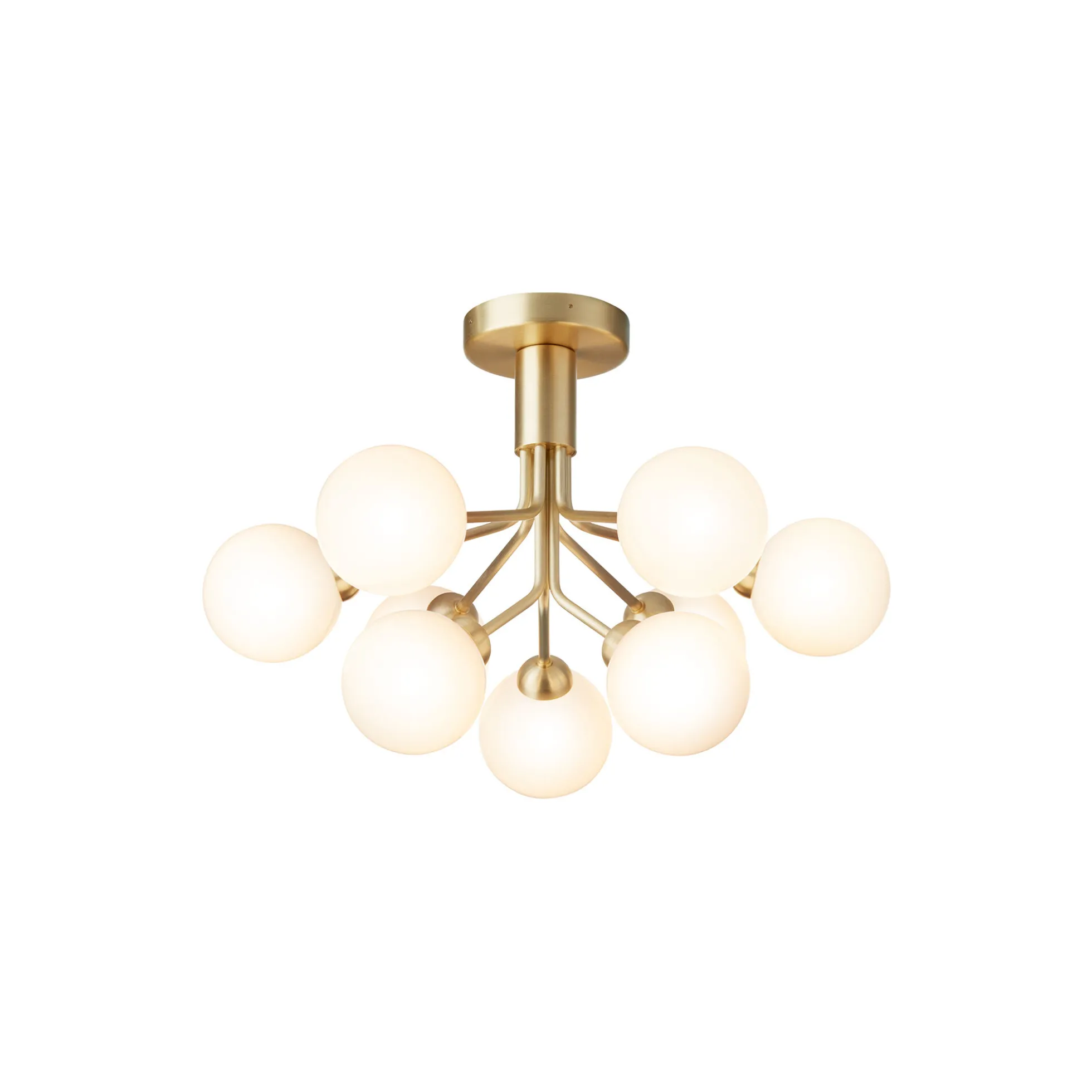 Apiales 9 Ceiling Lamp, brushed brass/opal