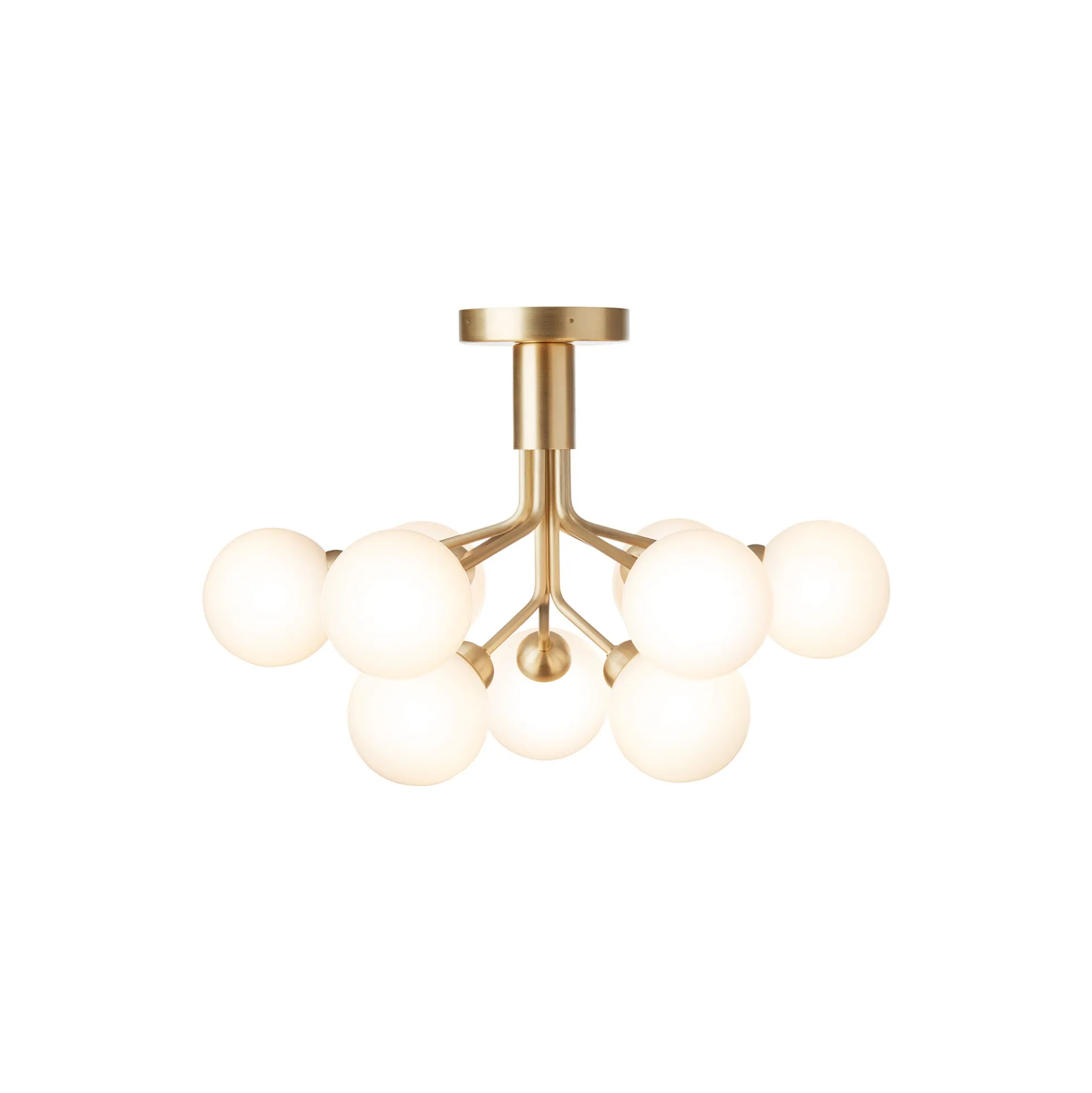 Apiales 9 Ceiling Lamp, brushed brass/opal