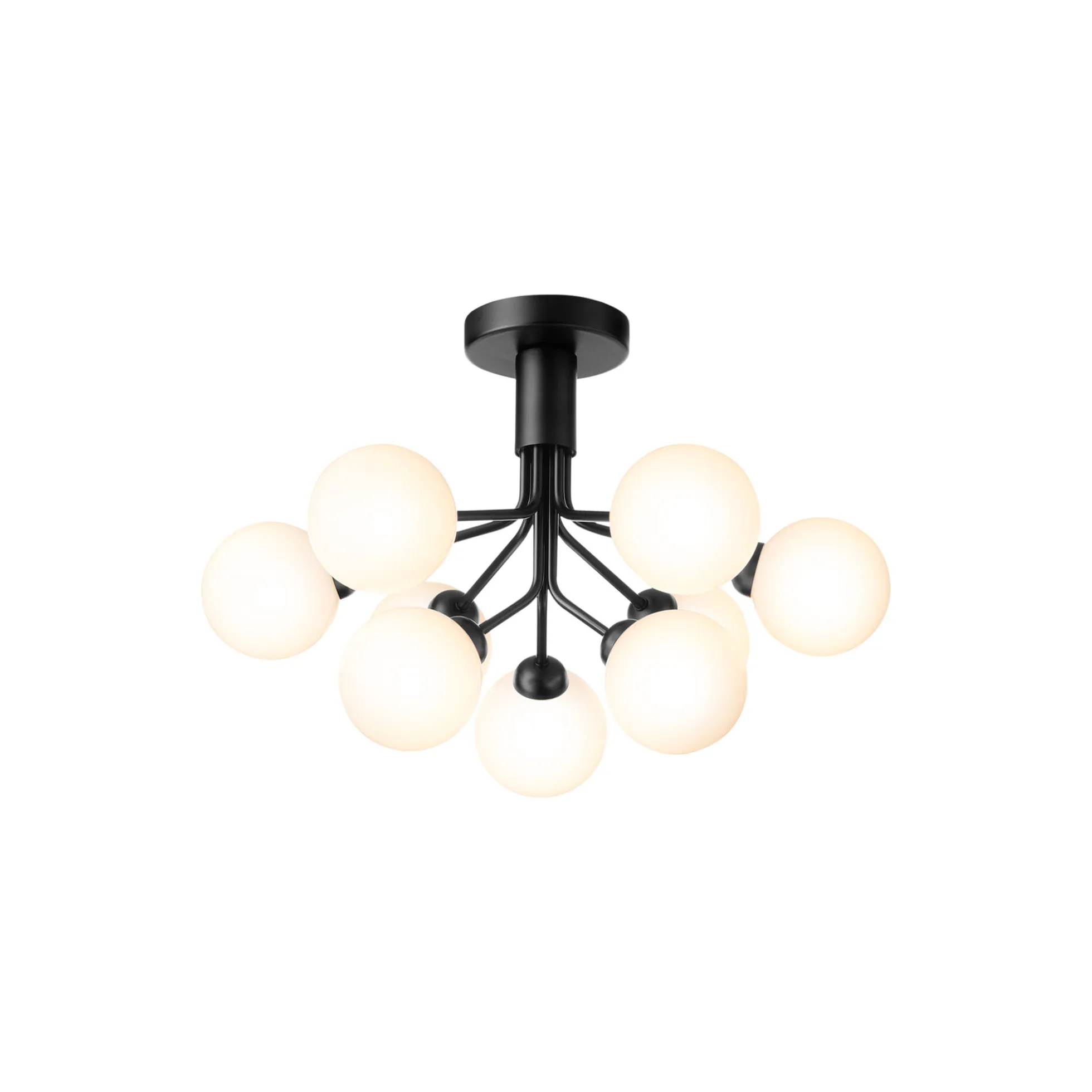 Apiales 9 Ceiling Lamp, satin black/opal