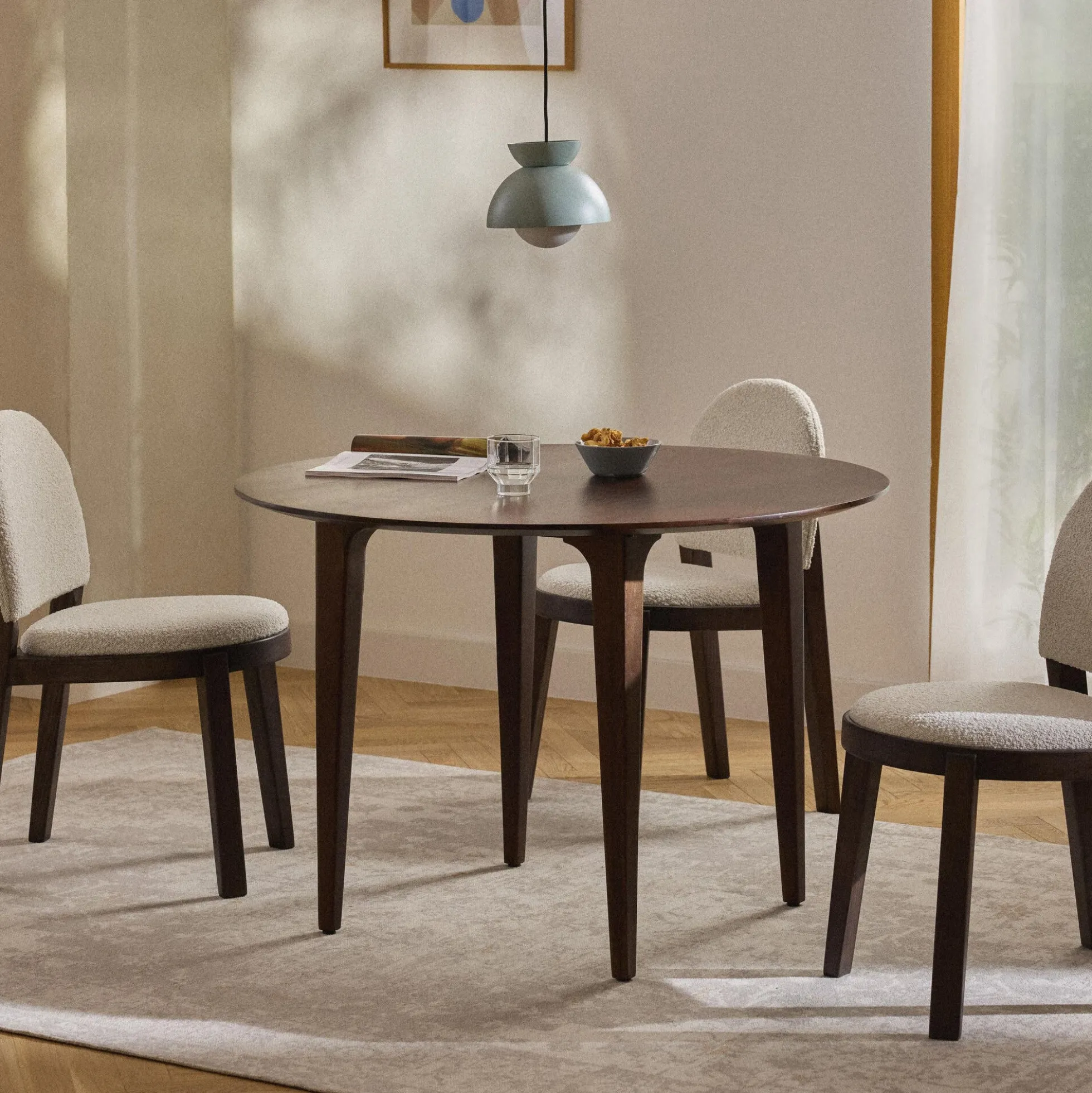 Archie Round Oak Dining Table, mango wood