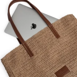 AvaniMBG Shopper, Raffia, natural w/cognac