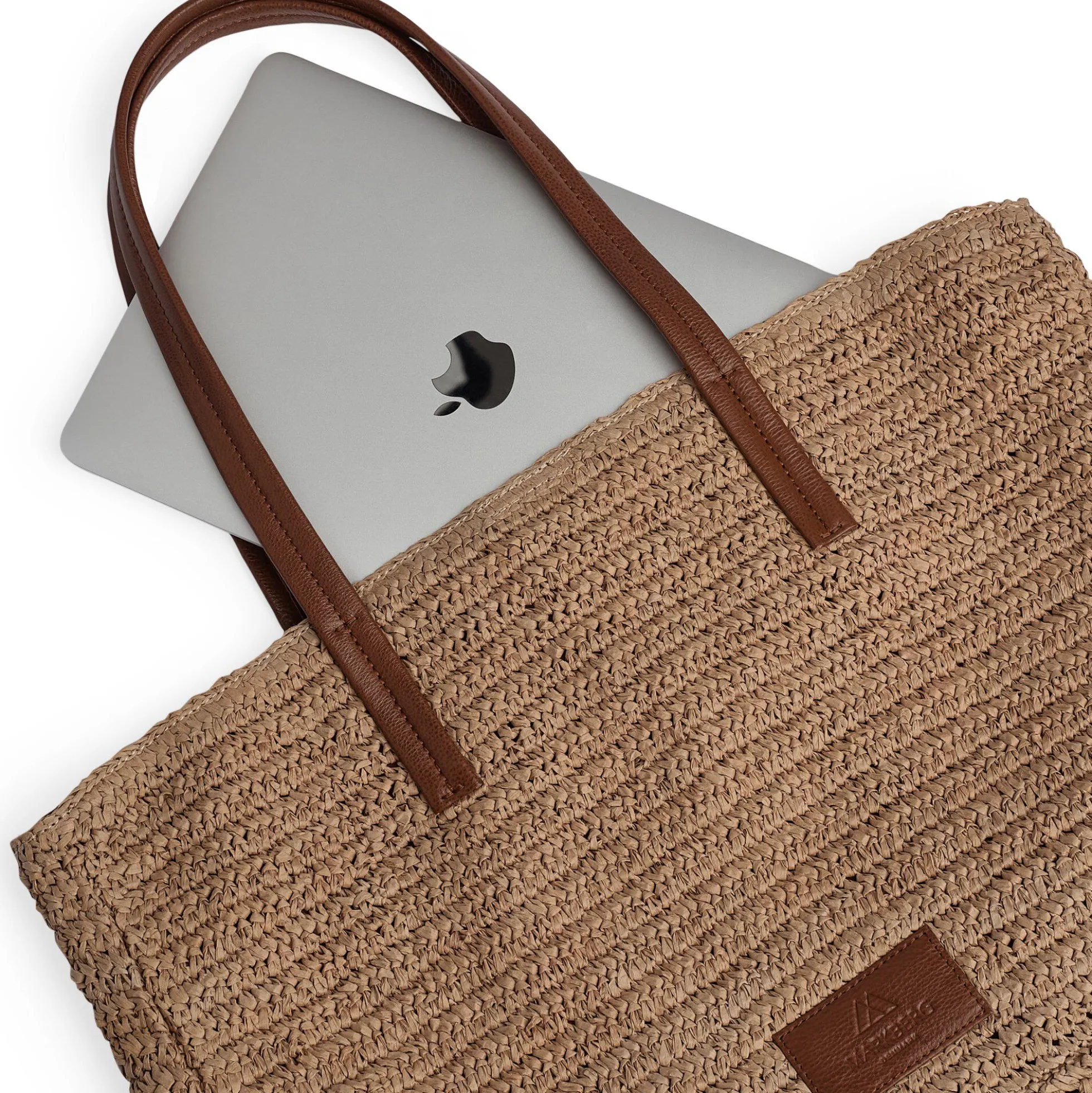 AvaniMBG Shopper, Raffia, natural w/cognac