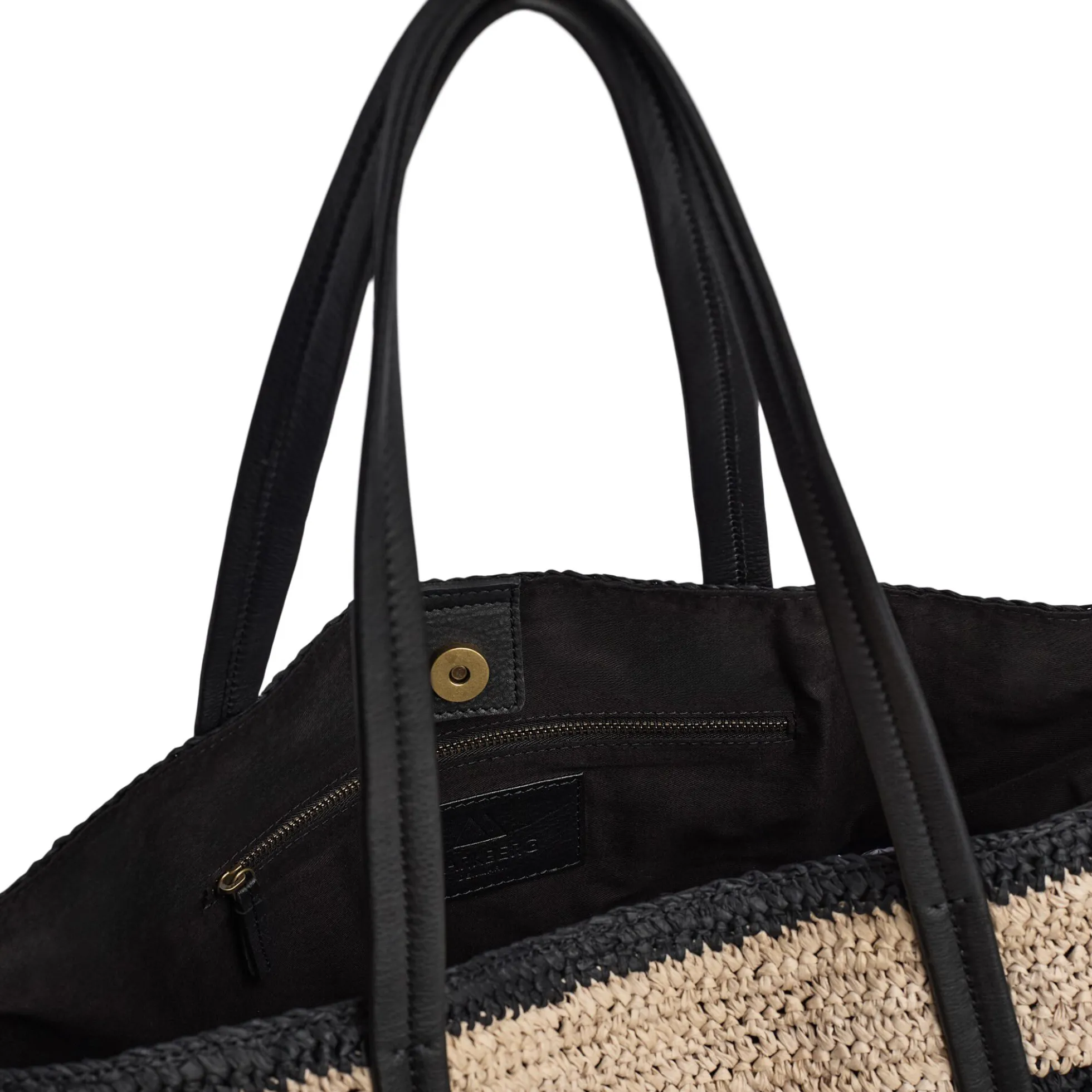 AvaniMBG Shopper, Raffia, natural/black mix w/black