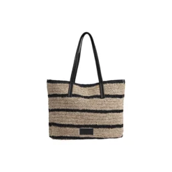 AvaniMBG Shopper, Raffia, natural/black mix w/black