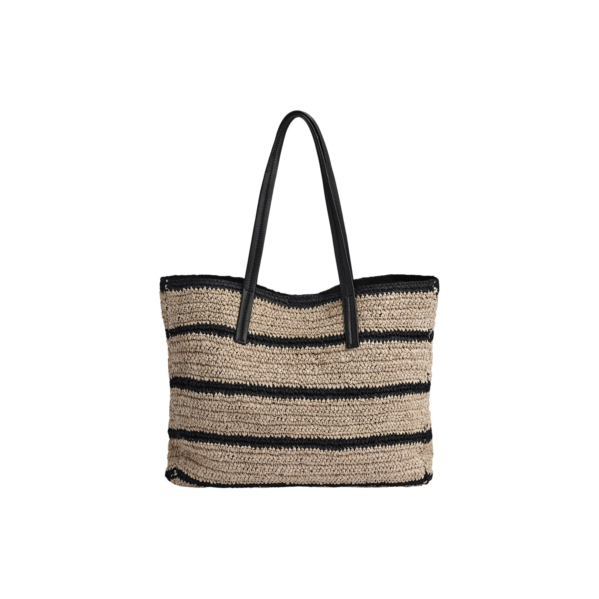 AvaniMBG Shopper, Raffia, natural/black mix w/black