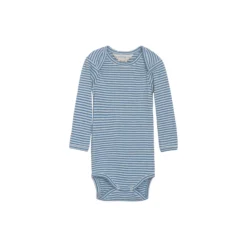 Baby body stribet, azur/ecru