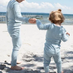 Baby body stribet, azur/ecru