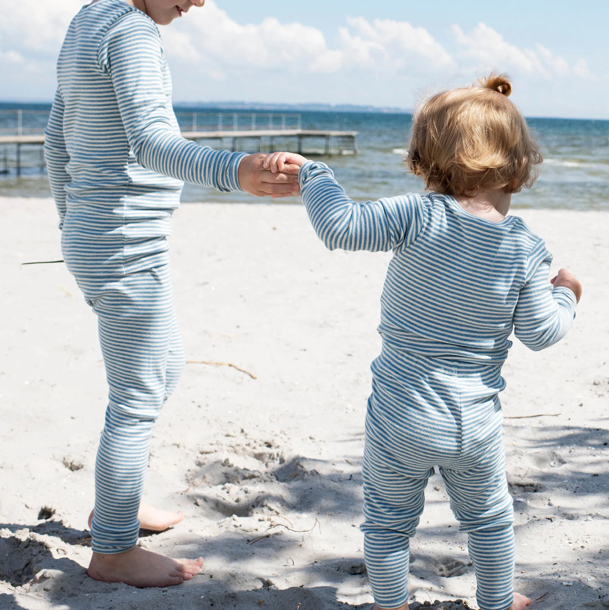 Baby body stribet, azur/ecru