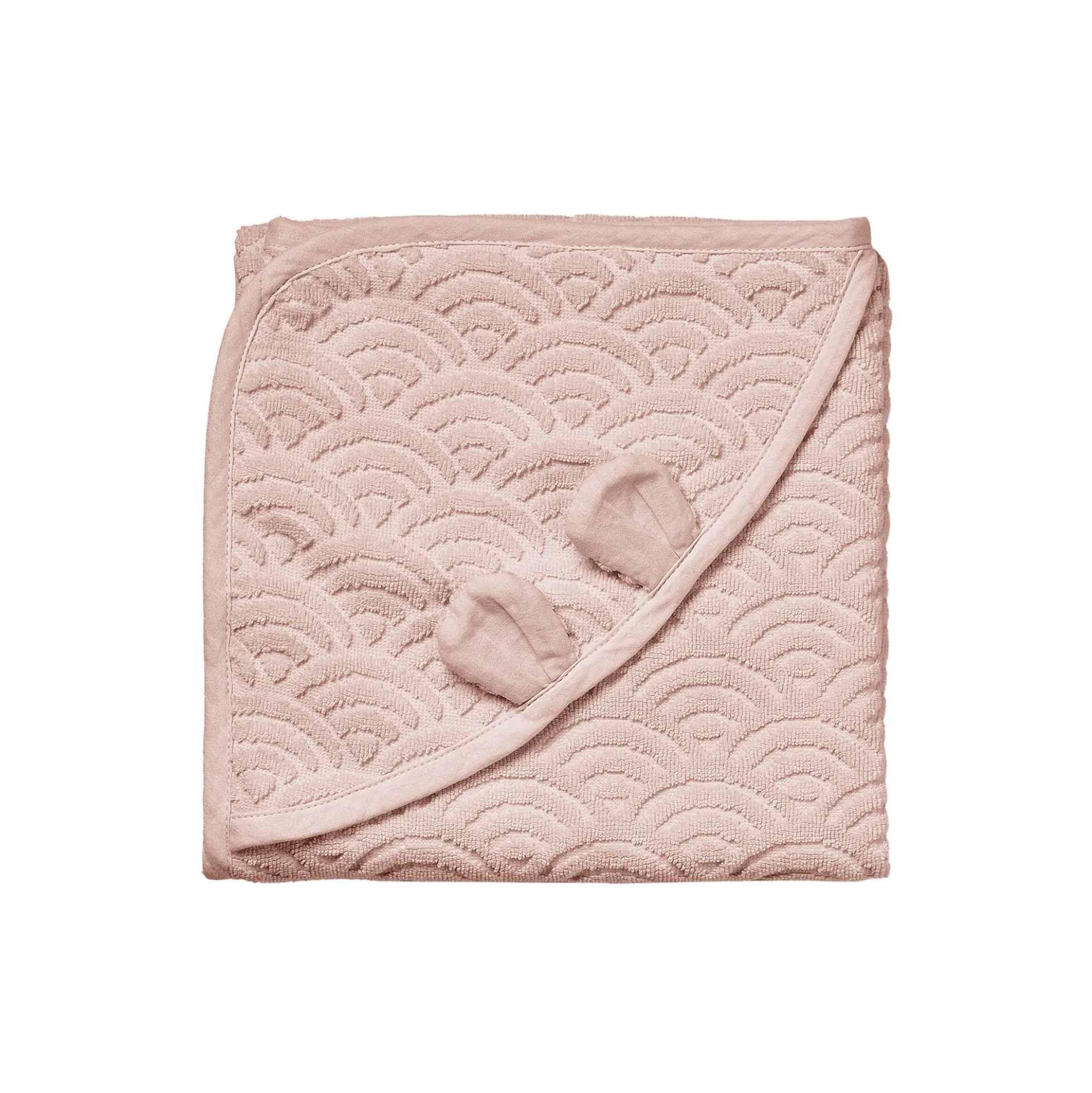Baby håndklæde med hætte og ører, dusty rose