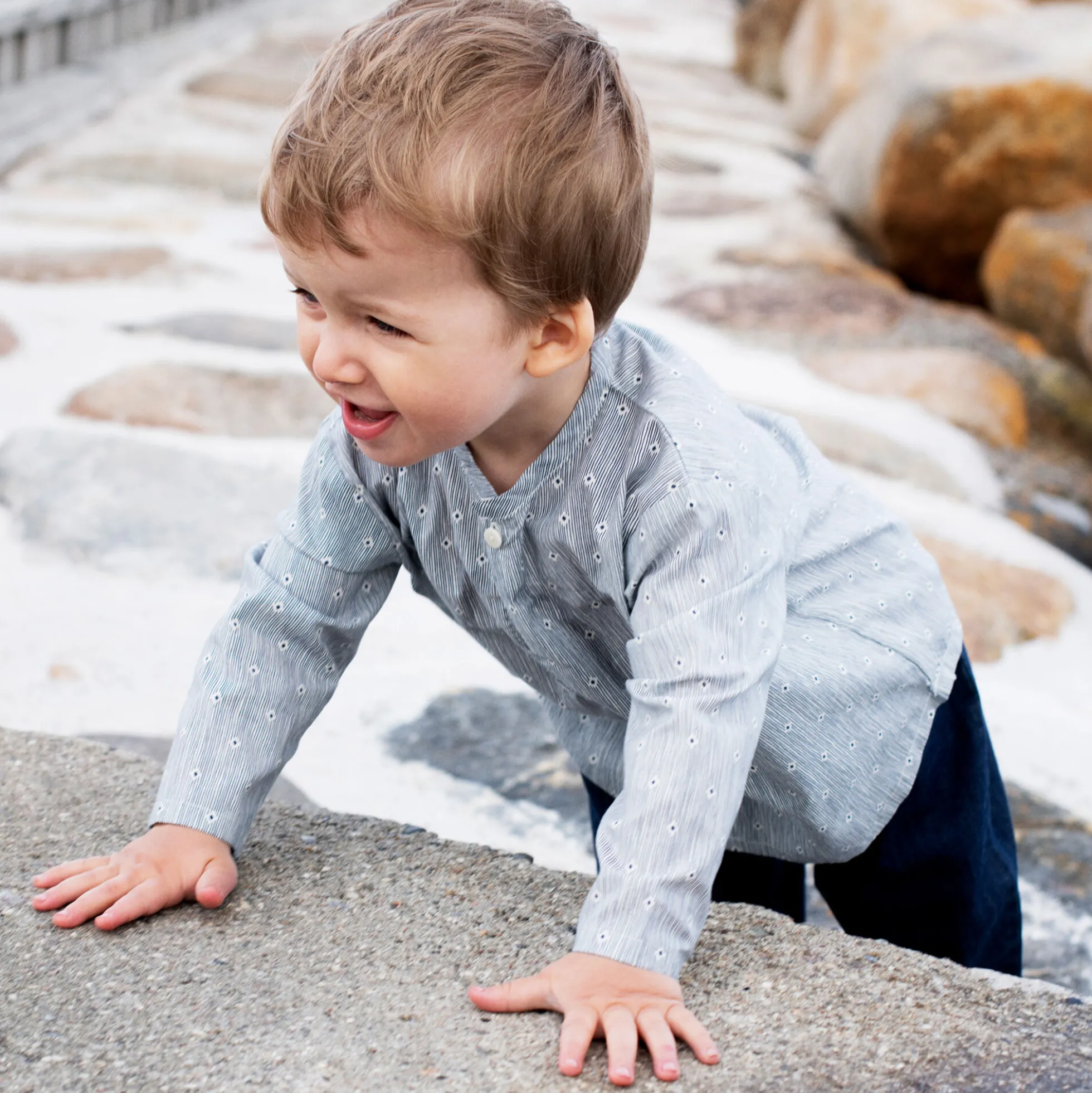 Baby Peasant Shirt, indigo gem