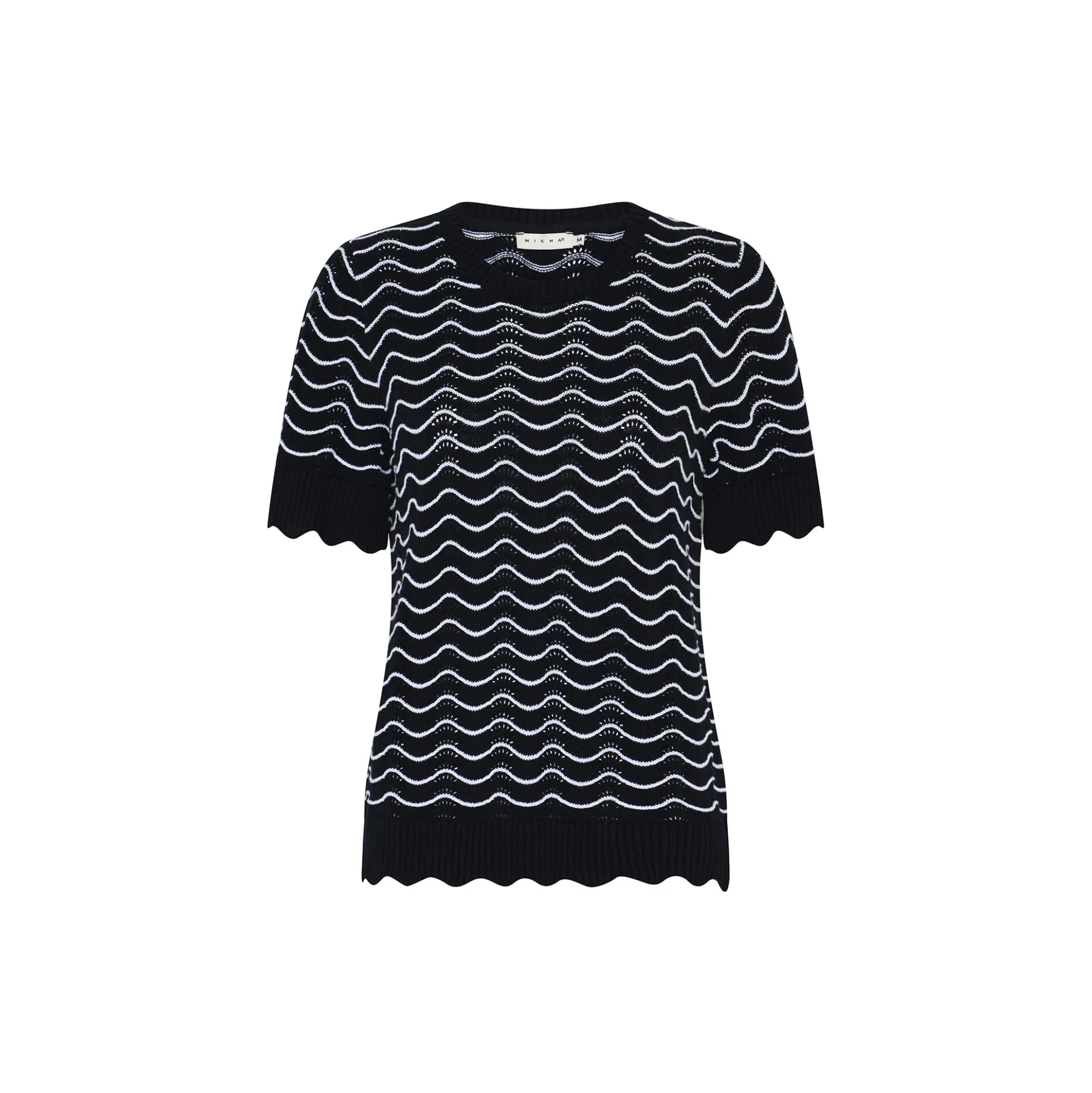 Basic Cotton Wave Knit, navy/white stripe