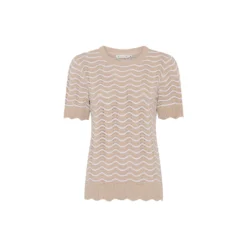 Basic Cotton Wave Knit, white/sand stripe