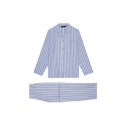 Bergen Pyjamas, herringbone blue/off white