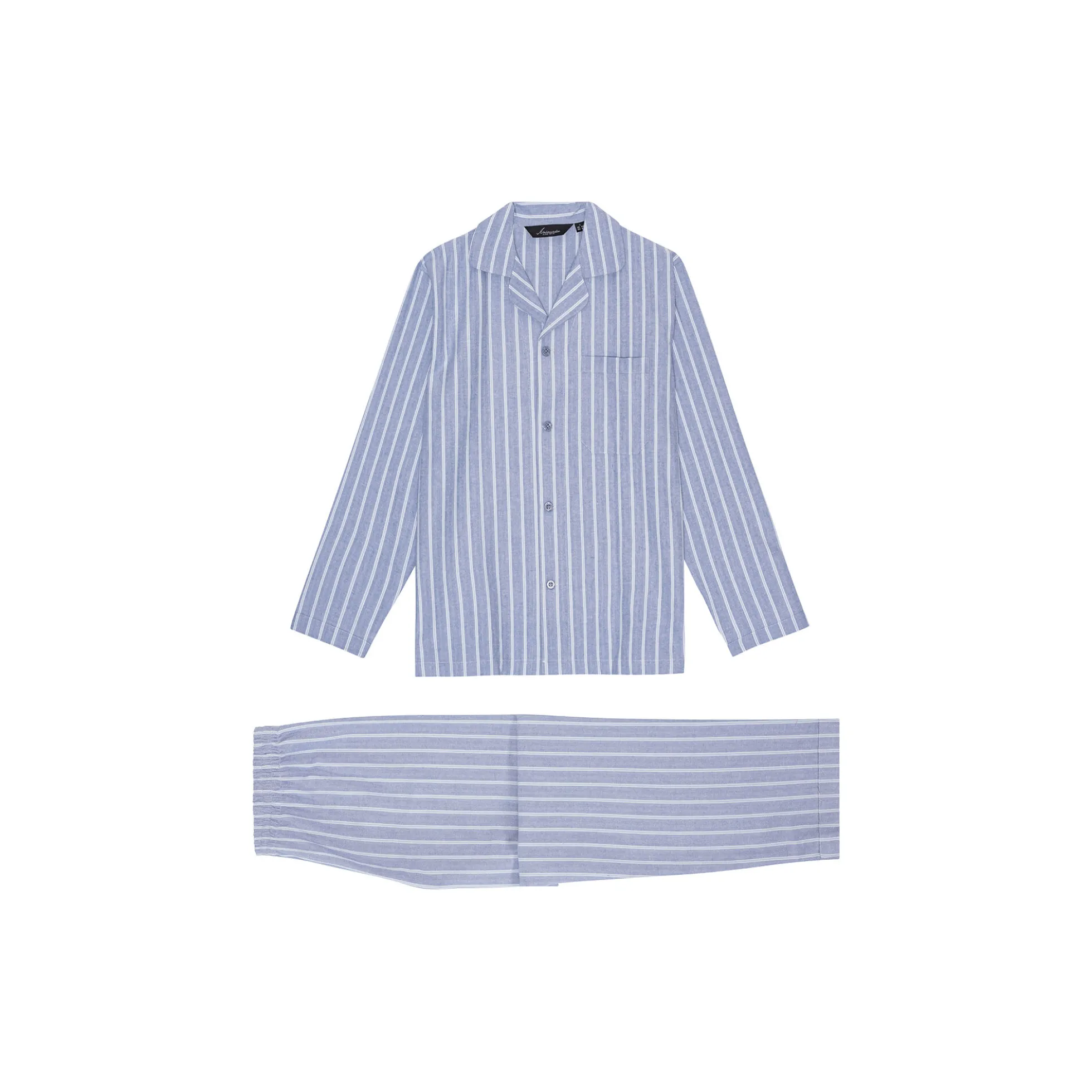 Bergen Pyjamas, herringbone blue/off white