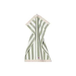 Block Striped Towel, vintage green/white/moonbeam