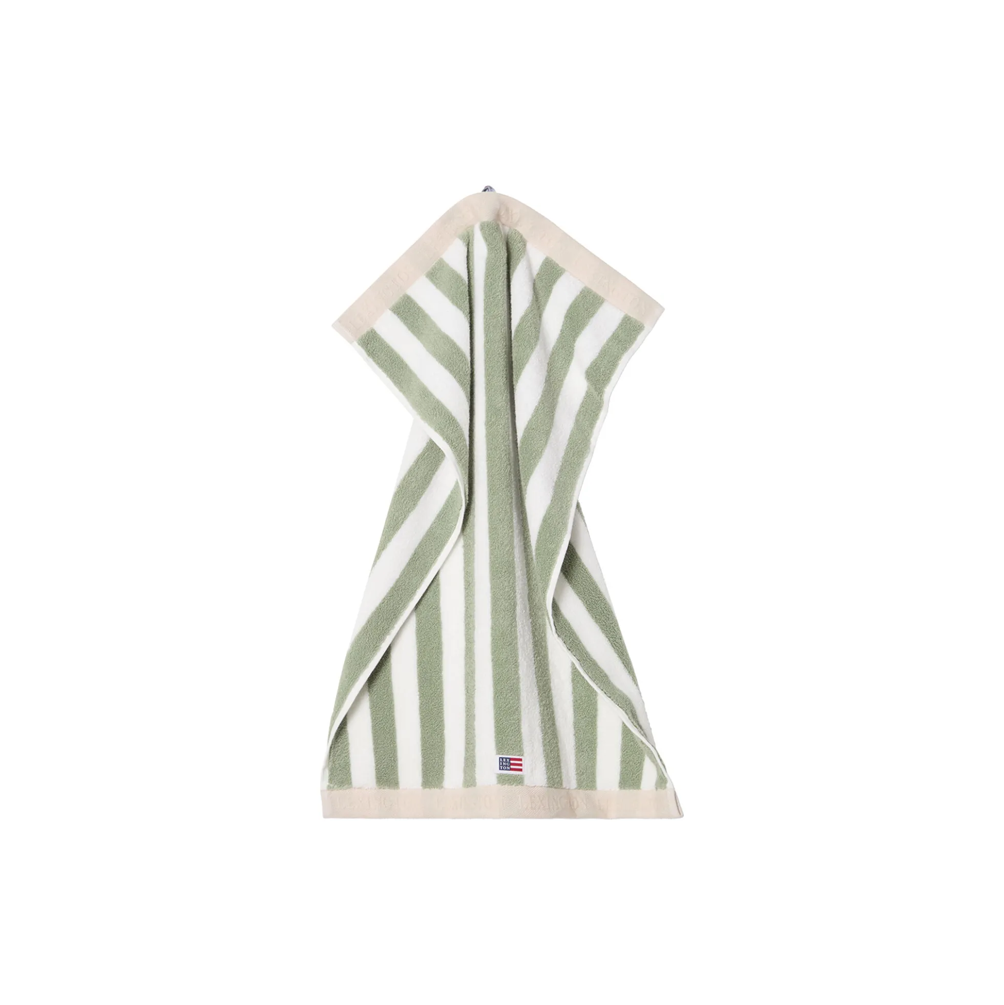 Block Striped Towel, vintage green/white/moonbeam