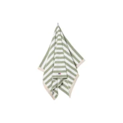 Block Striped Towel, vintage green/white/moonbeam