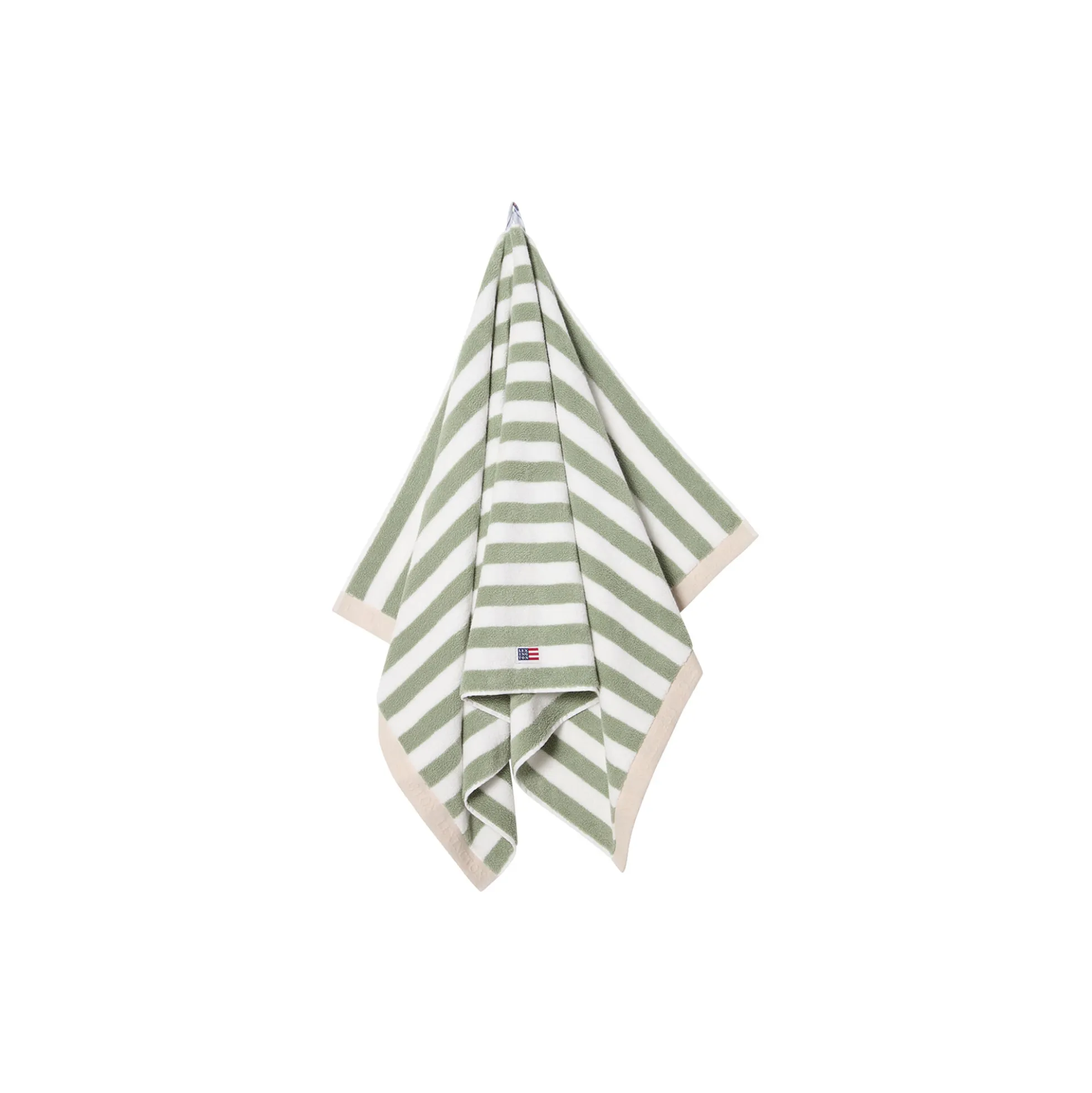 Block Striped Towel, vintage green/white/moonbeam