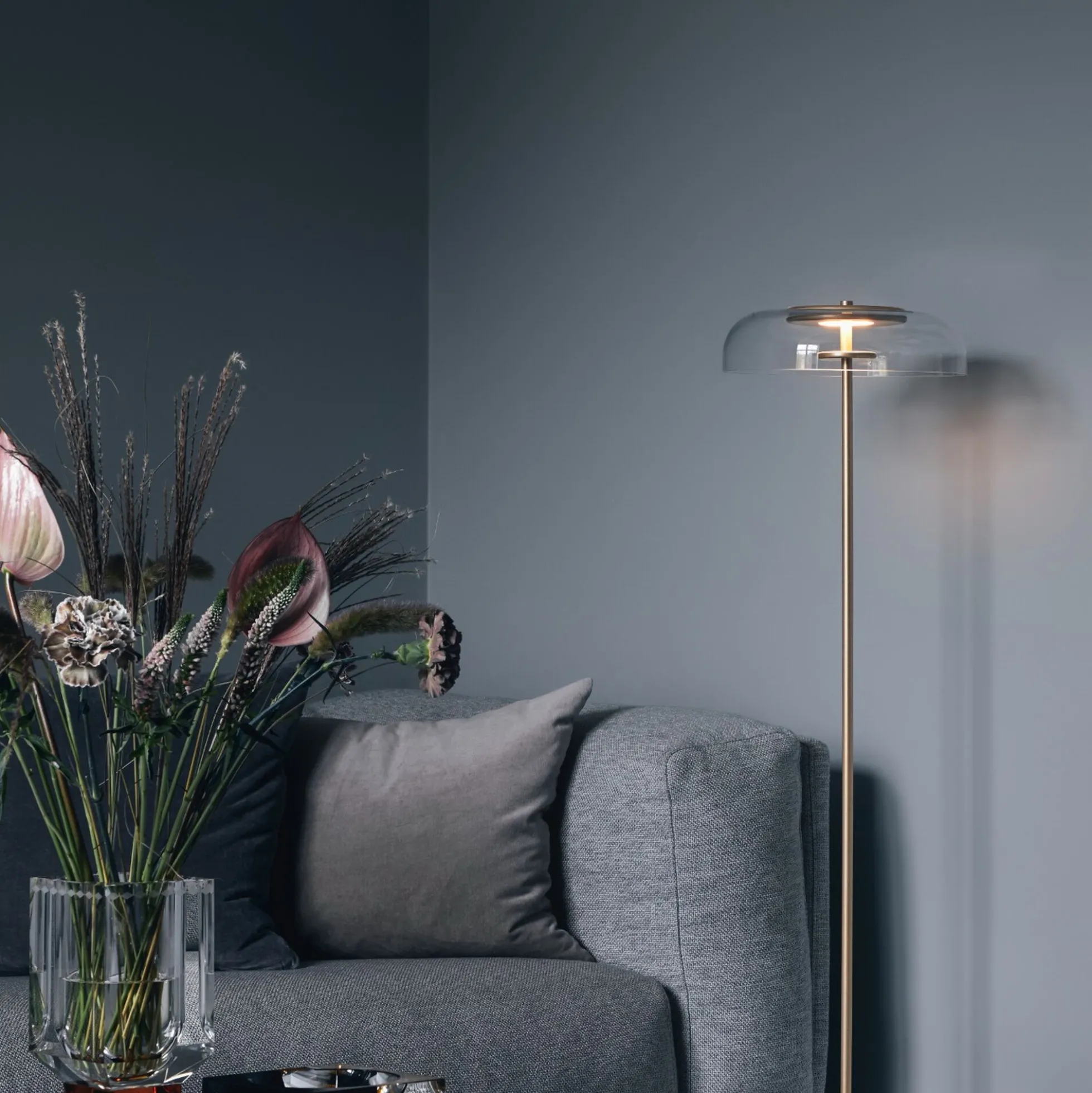 Blossi Floor Lamp, nordic gold/clear