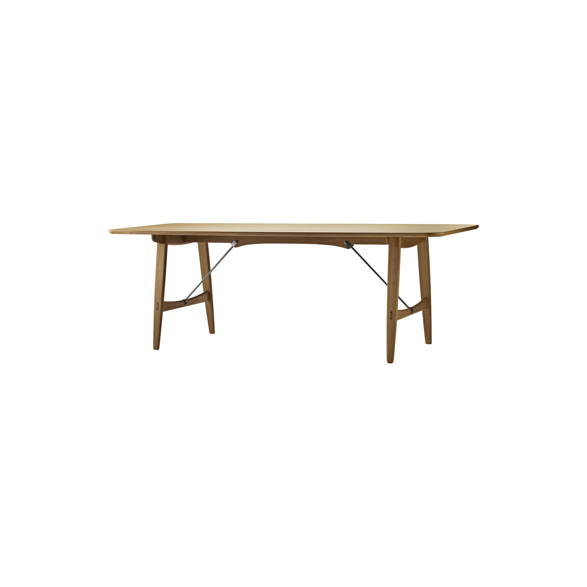 BM1160 Jagtbordet spisebord, hvidolieret eg/stål