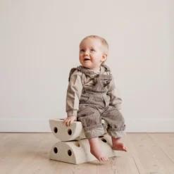 Børneskammel, sand grey/honey yellow